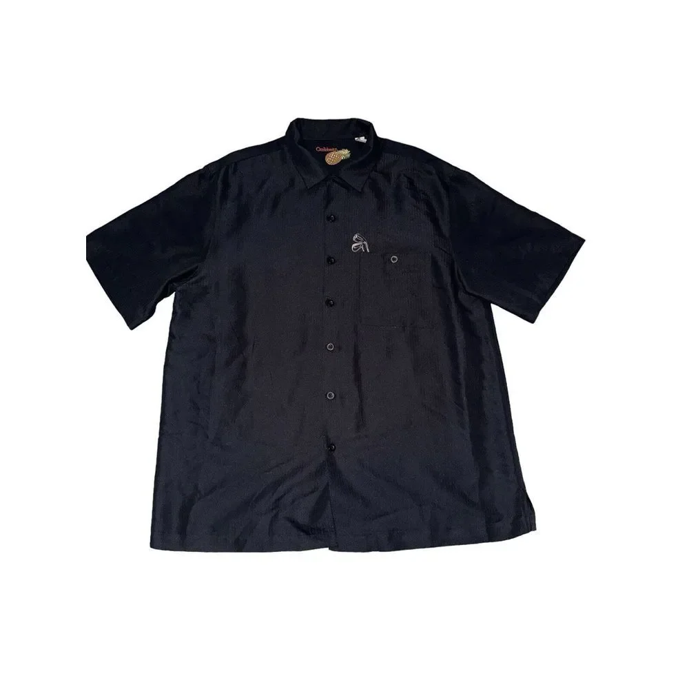 Caribbean Shirt Mens Extra Large Black Hawaiian Polly Wants To Shoot A‎ Birdie